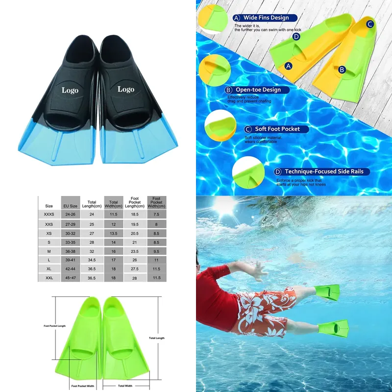 Fin Diving Blade - Professional Short Blade Silicone Diving Fins